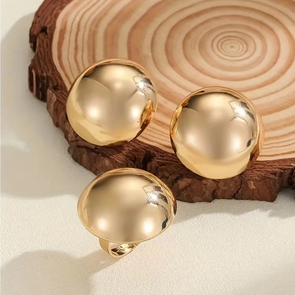 Women Elegant 2pc Earring and Ring Set